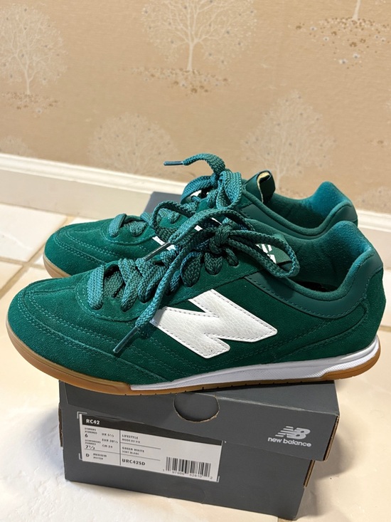 New Balance Shoes - Super RARE New Balance Womens Green Suede Athletic Sneakers with White Accent